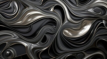 Abstract swirling pattern and texture in silver, gray and black