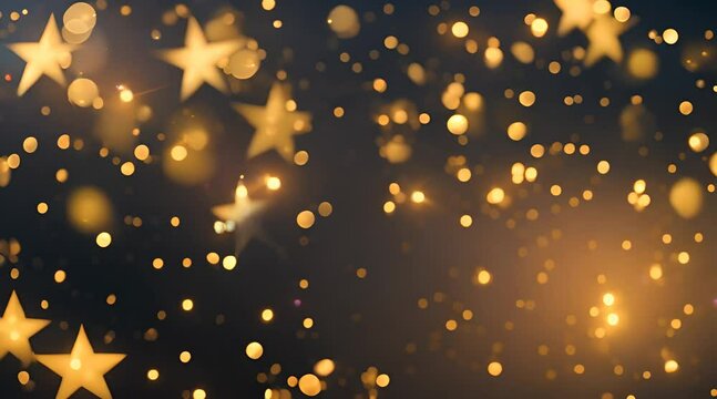 Abstract background of gold particles. New year, Christmas backgrounds with gold stars and sparkles