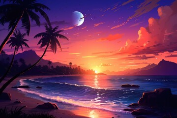 beautiful sunset on beach