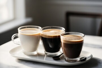 Coffees with milk and chocolate