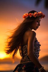 beautiful Hawaiian dancer - obrazy, fototapety, plakaty