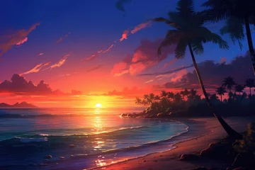 Cercles muraux Coucher de soleil sur la plage beautiful sunset on beach