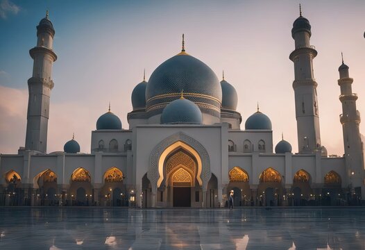 Mubarak background Ramadan Qadar Kareem Eid sky Background Lailatul Mosque blue Concept Islamic