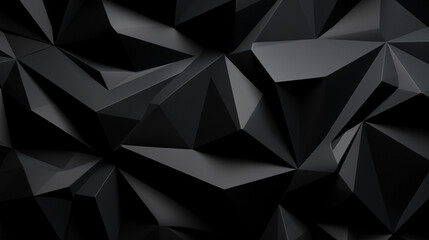 Black abstract polygonal background wall. Modern black metal low poly backdrop - obrazy, fototapety, plakaty
