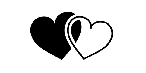 Simple and elegant design of two hearts together
