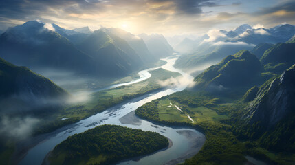 Aerial view of the amazon river in peru,,
 Aerial Perspective of the Amazon River in Peru
