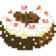 Cake cartoon icon in pixel style