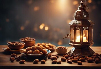 iftar tea oriental kareem ramadan lantern arabic life food Ramadan premium concept datesnuts still...