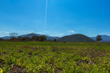 Plain in the middle of mountains 