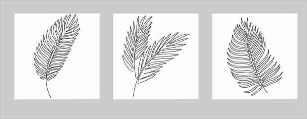 One line drawing of leaves vector. Modern single line art, aesthetic contour. Suitable for home decoration such as posters, wall art, tote bags or t-shirt prints, stickers, mobile cases