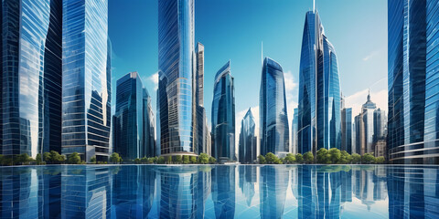BLUE BUSINESS CORPORATE BUILDINGS BACKGROUND