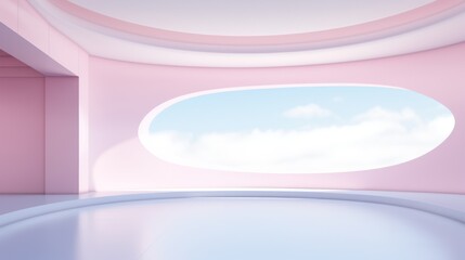 Futuristic modern empty room with pastel color 