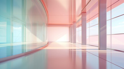 Obraz premium Futuristic modern empty room with pastel color 