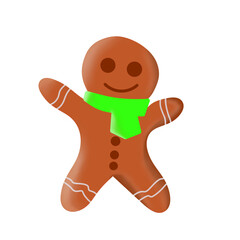 Obraz premium Gingerbread man watercolor illustration