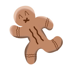 Gingerbread man watercolor illustration