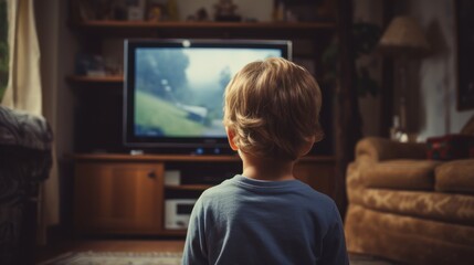 Fototapeta na wymiar Rear view of child watching television 