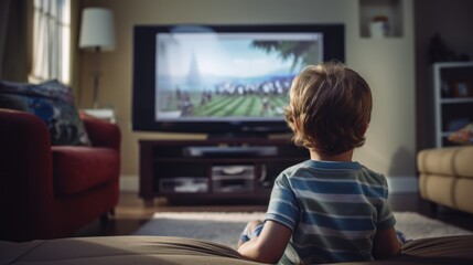 Fototapeta na wymiar Rear view of child watching television 