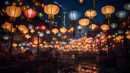 Obraz na płótnie Canvas Colorful paper lanterns in Hoi An ancient town, Vietnam