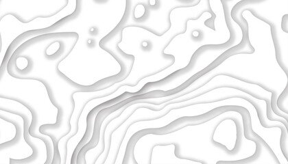 Abstract Creative Topographic Hand Drawn Pattern Background. White Papercut Topographic Image.