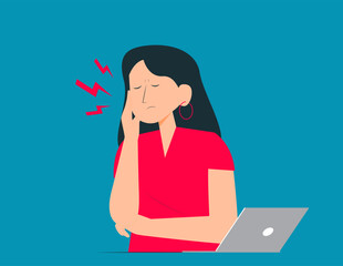Person suffers from headaches and migraines. Vector illustration concept