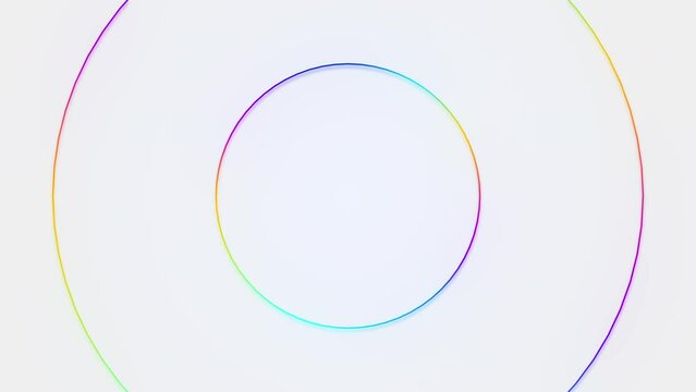 abstract rainbow circle motion design white corporate background seamless looping animation