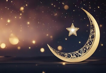 Ramadan moon month Mubarak Crescent star Holy Eid Kareem
