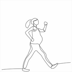 continuous line drawing pregnant woman vector illustration