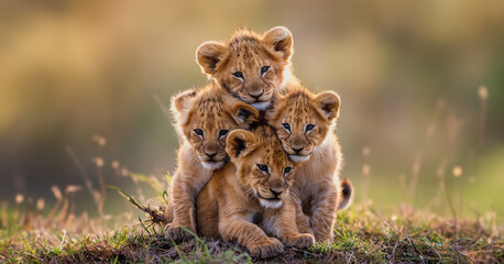 lioness Tiger cubs playing, wild animals, nature, beautiful pictures, landscape pictures, background pictures, AI generated pictures - Powered by Adobe