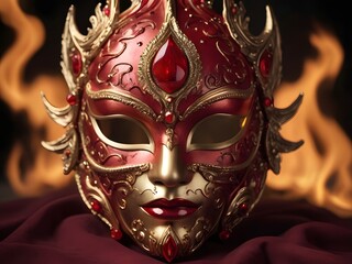 Fire Crown mask with Beads in Dark Ambiance