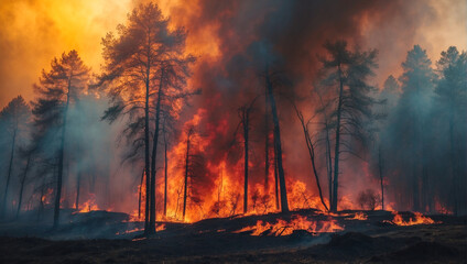 Naklejka premium trees burning HD wallpaper