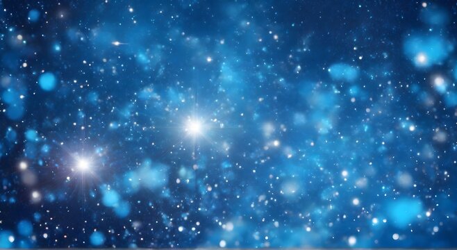 abstract blue background with bokeh defocused lights and stars