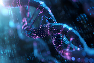 illustration the merging of genetics and information technology in modern medicine. 