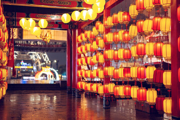 Beautiful flower lanterns at Shennong Temple Fair in Zhuzhou, China