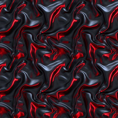 Sleek Metallic Waves in Dark Gray and Red. Seamless Repeatable Background.