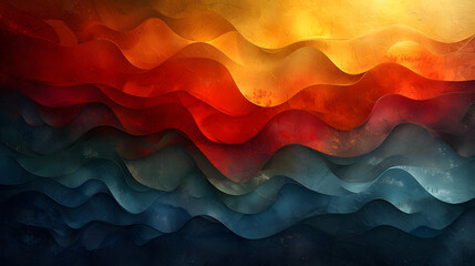 Abstract Painting of Waves and Colors - obrazy, fototapety, plakaty
