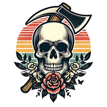 illustration  design logo vintage skull death