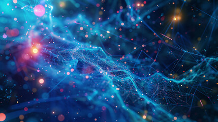 Illuminated Connections Unveiling the Intricate Circuitry of an Artificial Intelligence Neural Network in this Abstract Background.