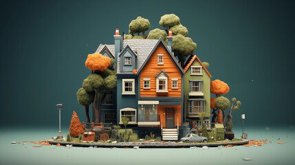 house 3d illustration. generative ai