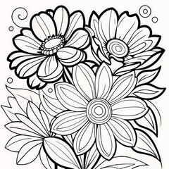 Floral coloring book pages for children and adults 