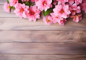 Apple Flowers On Wooden Background
