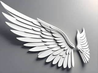 Fototapeta premium 3d-wings-suspended-in-mid-air-casting-subtle-shadows-on-an-abstract-background-featuring-a-blend