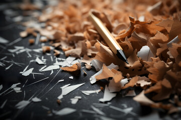 A Vivid Depiction of Eraser Dust - Close-up Shot of Pencil Graphite Shavings against a Blank Paper Backdrop