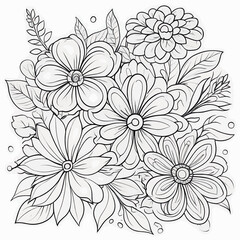 Floral coloring book pages for children and adults 