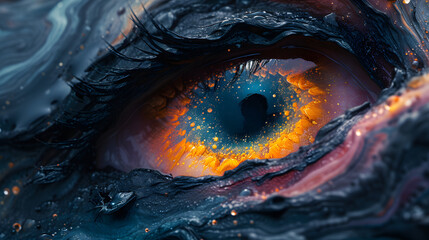 Close-Up of Orange and Blue Eye