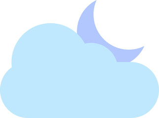vector illustration of a crescent moon behind the clouds