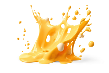 Melted cheese splash. Cut out on transparent	