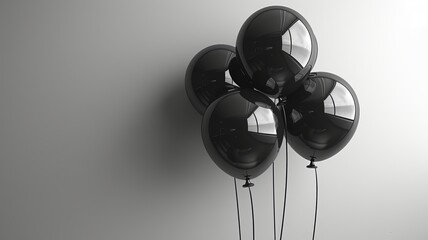 black balloons on white background