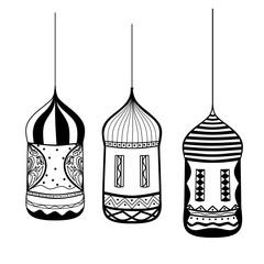 Doodle lamp cute silhouette illustration with black color that can be used for that can used for sticker, book, scrapbook, icon, decorative, e.t.c on transparent