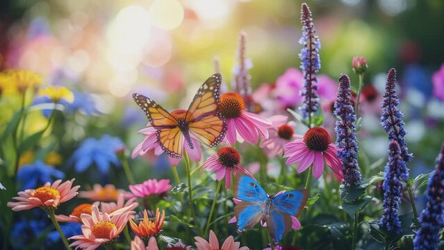 Flower garden. seamless looping time-lapse animation video background