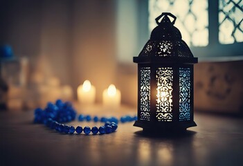 rosary mood lantern environment Arabic vintage Ramadan lighten Blue box arabesque